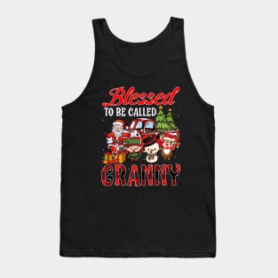 Blessed To Be Called Granny Christmas Buffalo Plaid Truck Tank Top